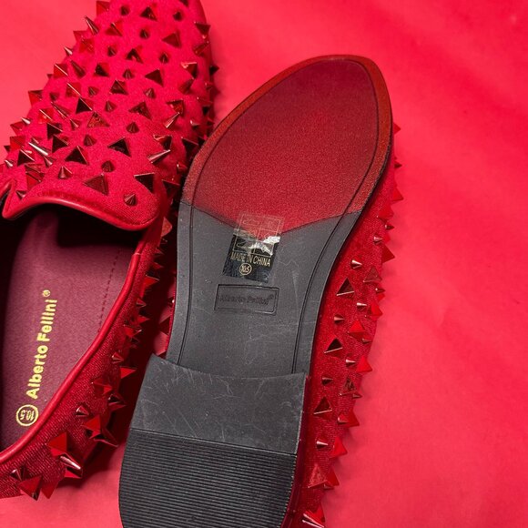 Red Studded Loafers – Alberto Fellini – Men’s Size 10.5 – Punk Luxe Statement